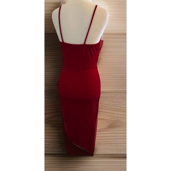 VTG 90s Red Velvet Dress Mini Sexy Goth Prom Party Asymmetric Charlotte RUSSE - Picture 9 of 16
